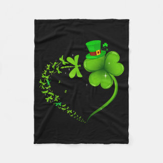 Couverture Polaire Dragonfly Irish Shamrock Heart Happy St Patrick's 