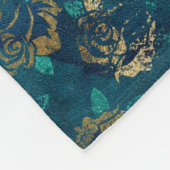 Couverture Polaire Dragonfly rose Gold sur Turquoise Floral Arrière - (Coin)