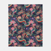 Couverture Polaire Dragons et fleurs de néon (Devant)