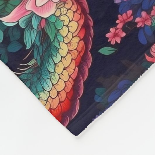 Couverture Polaire Dragons et fleurs de néon (Coin)