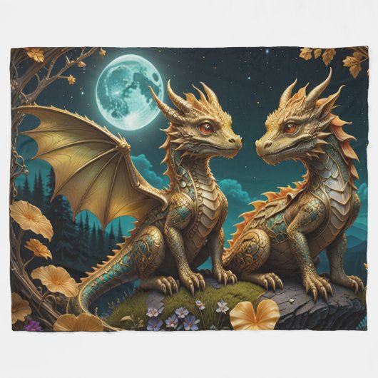 Couverture Polaire Dragon's in the moonlight (Devant (Horizontal))