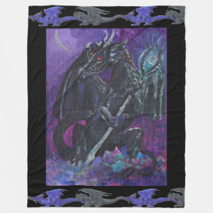Couverture Polaire Dragons noirs du Roi Madame noir bleu de la Reine