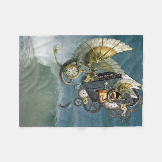 Couverture Polaire Dragons Steampunk & Dauphins Panneau Mur Art (Devant (Horizontal))