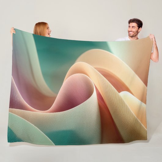 Couverture Polaire Drapé abstrait avec dégradé pastel fluide (En situation)