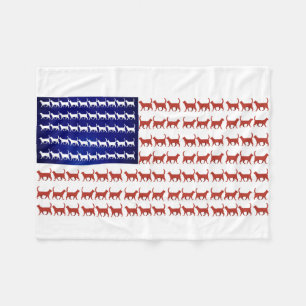 Couverture Polaire Drapeau 4 juillet chat rouge blanc et bleu