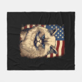 Couverture Polaire Drapeau américain 4 juillet Himalayan Chat (Devant (Horizontal))