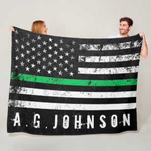 Couverture Polaire Drapeau américain affligé par Ligne Verte mince