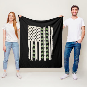 Couverture Polaire Drapeau américain avec trèfles pour la Saint-Patri