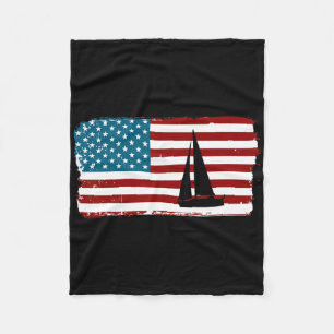 Couverture Polaire Drapeau américain cadeau de voile mignon de bateau
