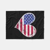 Couverture Polaire Drapeau américain Coeur Forces armées patriotiques (Devant (Horizontal))