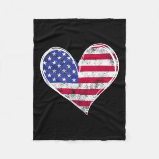 Couverture Polaire Drapeau américain Coeur Forces armées patriotiques