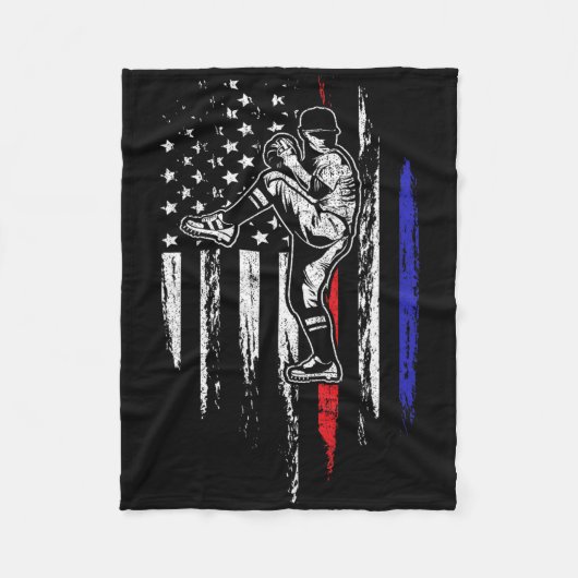 Couverture Polaire Drapeau Américain De Baseball Pitcher Usa Pitcher (Devant)