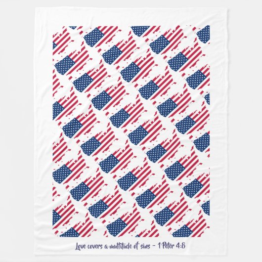 Couverture Polaire Drapeau américain de citation chrétienne personnal (Devant)