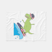 Couverture Polaire Drapeau américain Dinosaur Surfing (Devant (Horizontal))