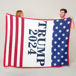 Couverture Polaire Drapeau américain Donald Trump 2024 rouge blanc et
