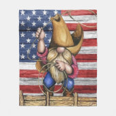Couverture Polaire Drapeau Américain En Bois Avec Cowboy Gnome (Devant)