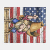 Couverture Polaire Drapeau Américain En Bois Avec Cowboy Gnome (Devant (Horizontal))