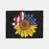 Couverture Polaire Drapeau américain Indépendance du tournesol 4 juil (Devant (Horizontal))
