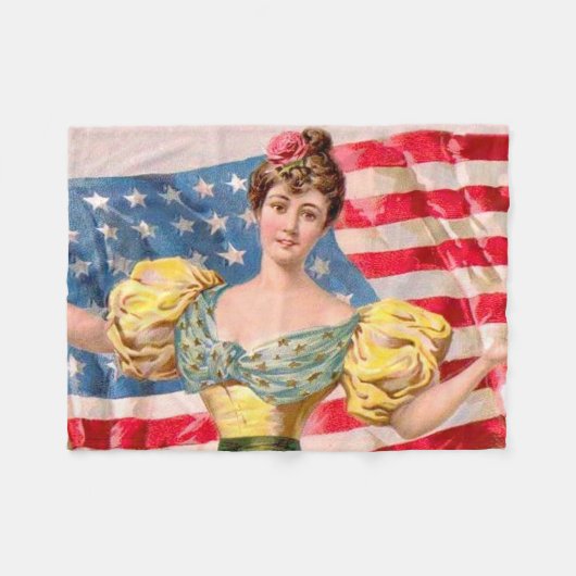 Couverture Polaire Drapeau américain Lady Liberty Independence (Devant (Horizontal))