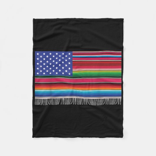 Couverture Polaire Drapeau Américain Mexicain Serape Cinco De Mayo Po (Devant)
