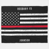 Couverture Polaire Drapeau américain Mince Red Line Distressed Name (Devant (Horizontal))