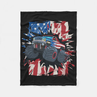 Couverture Polaire Drapeau américain Monster Truck 4 juillet Shirt Bo