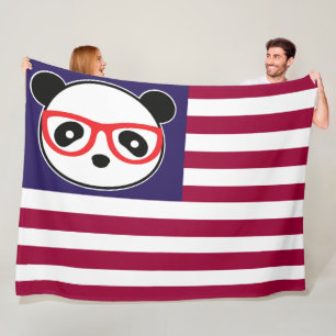 Couverture Polaire Drapeau américain Panda Bear US Drapeau Thème