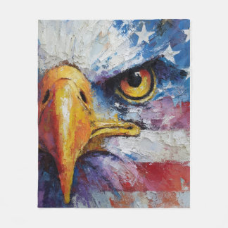 Couverture Polaire Drapeau américain patriotique abstrait aigle chauv