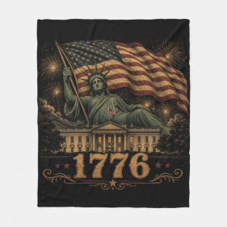 Couverture Polaire Drapeau américain patriotique de 1776 Statue de la