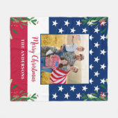 Couverture Polaire Drapeau américain patriotique photo militaire Noël (Devant (Horizontal))