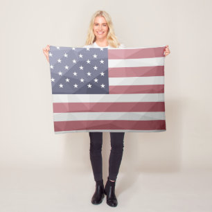 Couverture Polaire Drapeau américain Rouge Blanc Bleu Amérique Mesh g