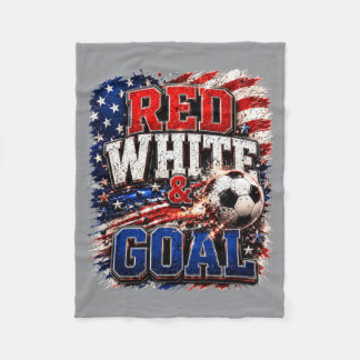 Couverture Polaire Drapeau américain rouge blanc et Goal Soccer 4 jui