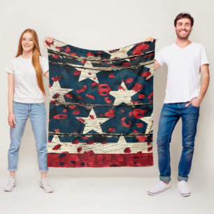 Couverture Polaire Drapeau américain rustique imprimé léopard (5)