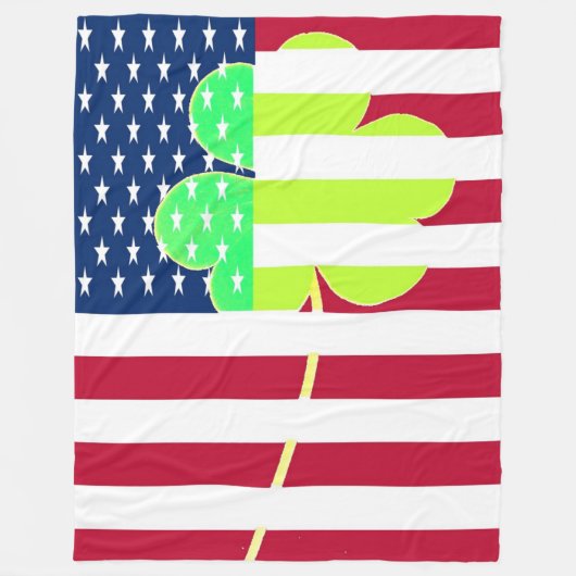 Couverture Polaire Drapeau américain Shamrock St. Patrick USA Irlande (Devant)