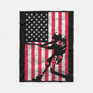 Couverture Polaire Drapeau américain Usa Baseball Rouge Blanc Bleu 4