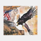 Couverture Polaire Drapeau American Bald Eagle drapeau américain Phot (Devant (Horizontal))
