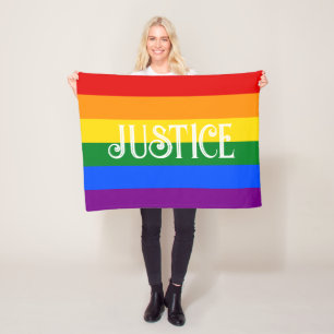 Couverture Polaire Drapeau arc-en-ciel de fierté / JUSTICE