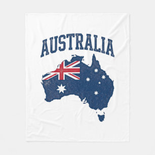 Couverture Polaire Drapeau Australie Carte Graphique Vintage en Détre