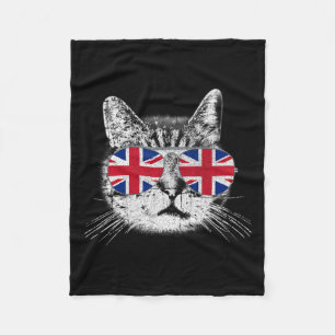 Couverture Polaire Drapeau britannique Angleterre Chat Sungles Gif Un