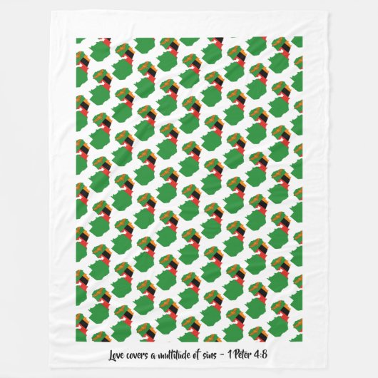 Couverture Polaire Drapeau chrétien personnalisé de Zambie (Devant)