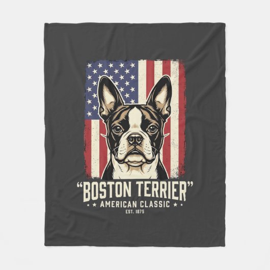 Couverture Polaire Drapeau Classique Américain Boston Terrier (Devant)