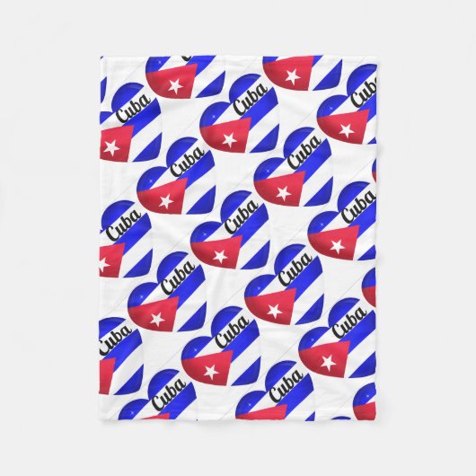 Couverture Polaire Drapeau Cuba Cœur (Devant)