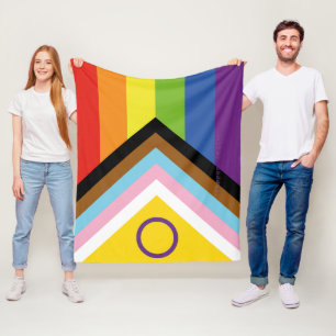 Couverture Polaire Drapeau de fierté intersexe de SlipperyJoe's fond