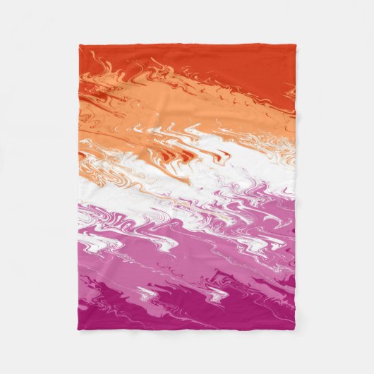 Couverture Polaire Drapeau de fierté lesbienne abstrait trippy ondulé (Devant)