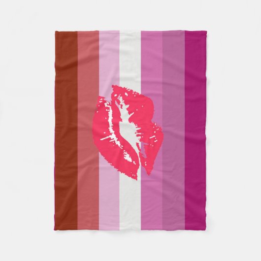 Couverture Polaire Drapeau de fierté lesbienne au rouge à lèvres (Devant)