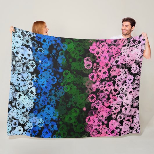 Couverture Polaire Drapeau de fierté Omniromantique Fleuris Mignon Ré (En situation)