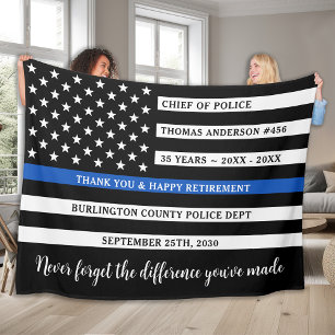 Couverture Polaire Drapeau de la ligne bleue mince de la police Retra