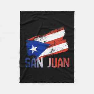 Couverture Polaire Drapeau de la ville de San Juan Porto Rico Vintage