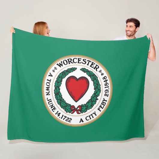 Couverture Polaire Drapeau de la ville de Worcester (Massachusetts) (En situation)