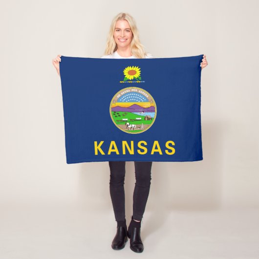 Couverture Polaire Drapeau de l'État du Kansas (En situation)